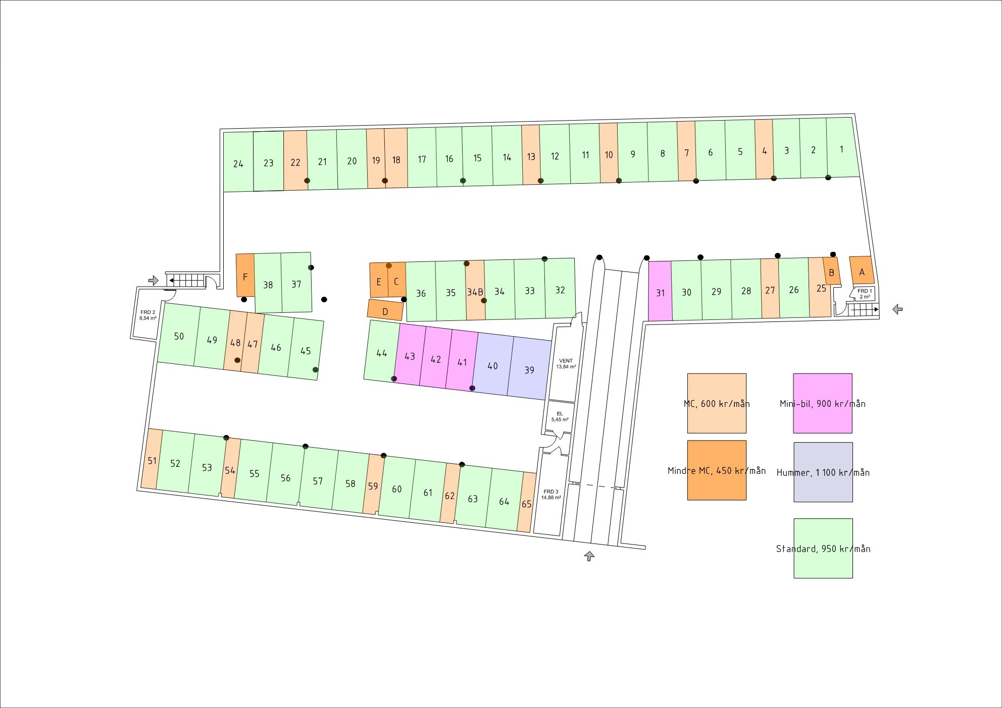 A3 PARKERINGSHUSET RAGNHILD FÄRGMARKERAD ENLIGT UTHYRNING